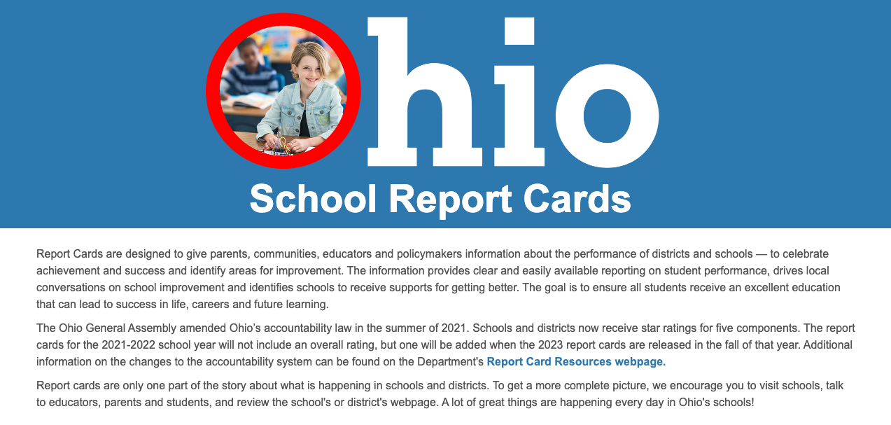 what does the ohio state report card measure?